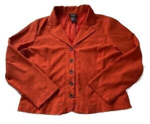 R.Q.T. Vintage Petite Women's Orange Textured Fancy Button-Front Blazer